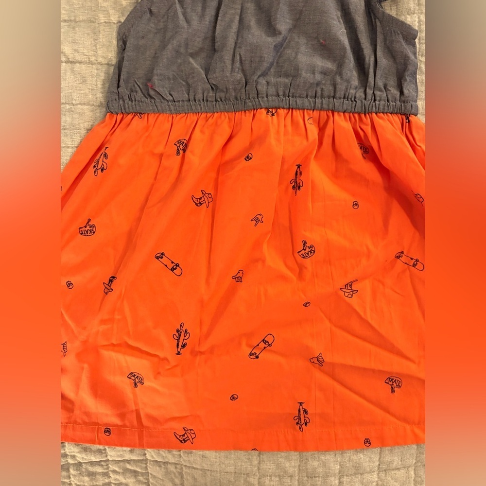 Beebay Baby Denim Orange Western Rodeo Girls Tie Button Dress 18-24M - Picture 4 of 6